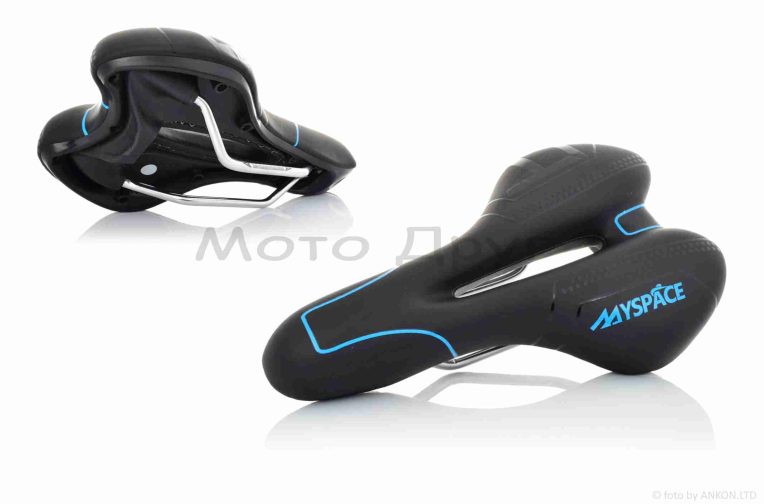 Сідло велосипеда (спортивне з вентиляцією, чорно-синє) #ZD-007 “MYSPACE”