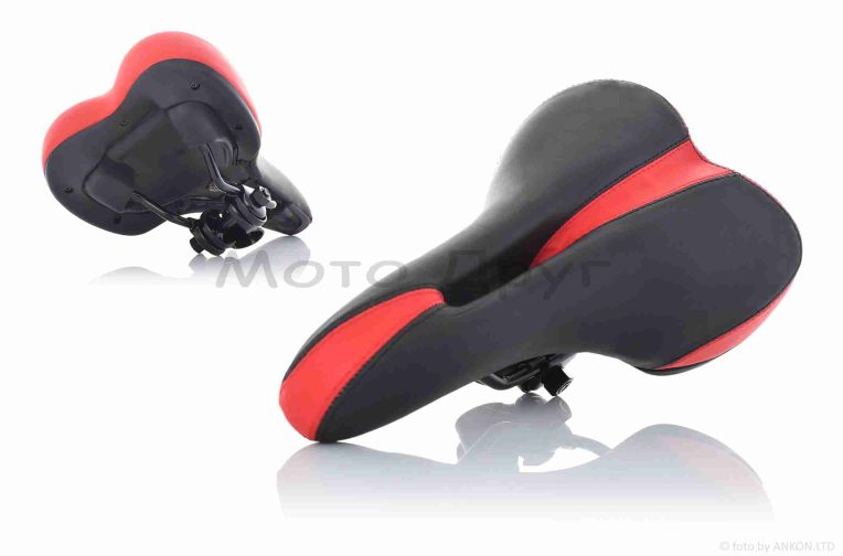 Сідло вело спортивне з вентиляцією, чорно-червоне #SD-7100