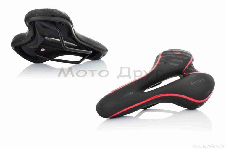 Сідло велосипеда (спортивне з вентиляцією, чорно-червоне) #ZD-022