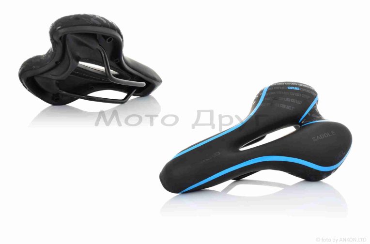Сідло велосипеда (спортивне з вентиляцією, чорно-синє) #ZD-022