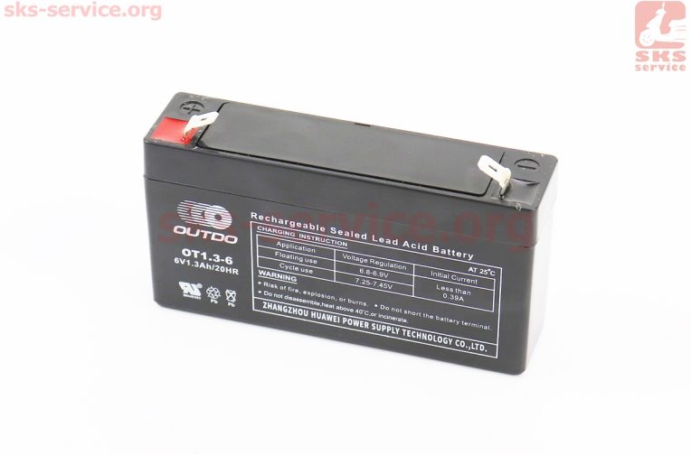 Аккумулятор 6V1,3Ah OT1,3-6 кислотный (L97*W24*H51mm) для ИБП, игрушек и др.