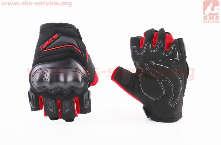 Перчатки мотоциклетні без пальців M-Чорно-Червоні, тип 2