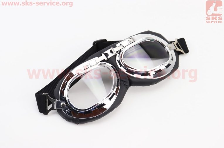 Очки “РЕТРО”, чёрно-серебристые (прозрачное стекло), MT-006