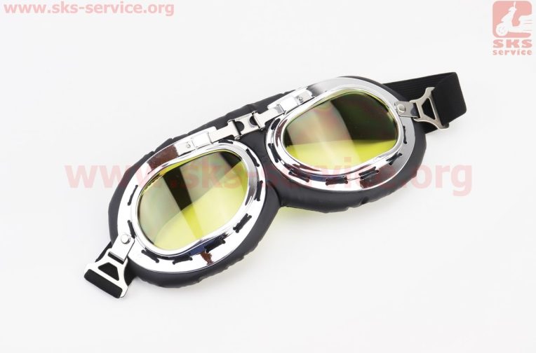 Очки “РЕТРО”, чёрно-серебристые (жёлтое стекло), MT-006