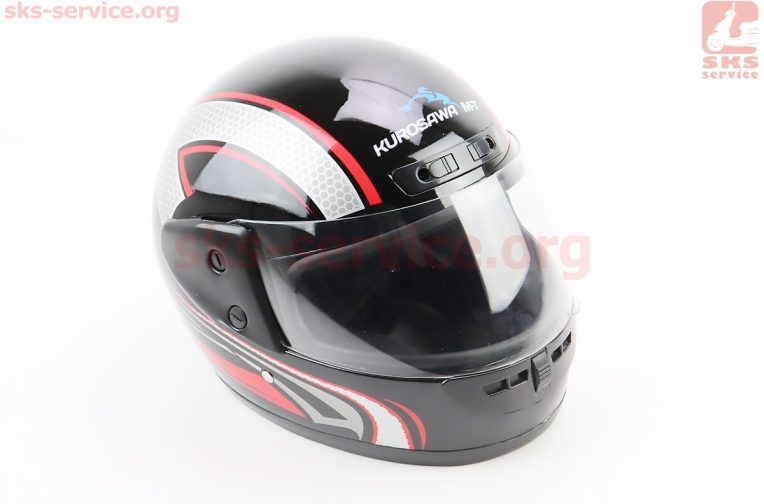 Шлем интеграл, закрытый HF-101 S, ЧЁРНЫЙ с красно-серым рисунком Q233-R