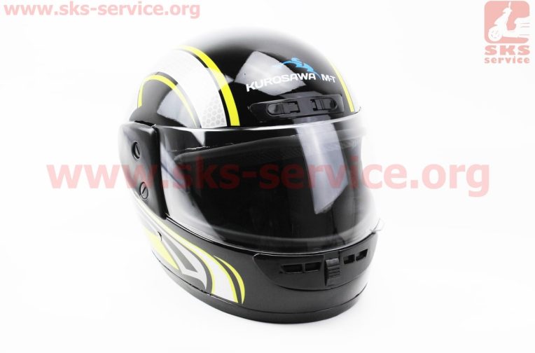 Шлем интеграл, закрытый HF-101 S, ЧЁРНЫЙ с жёлто-серым рисунком Q233-Y (возможны царапины, дефекты покраски)