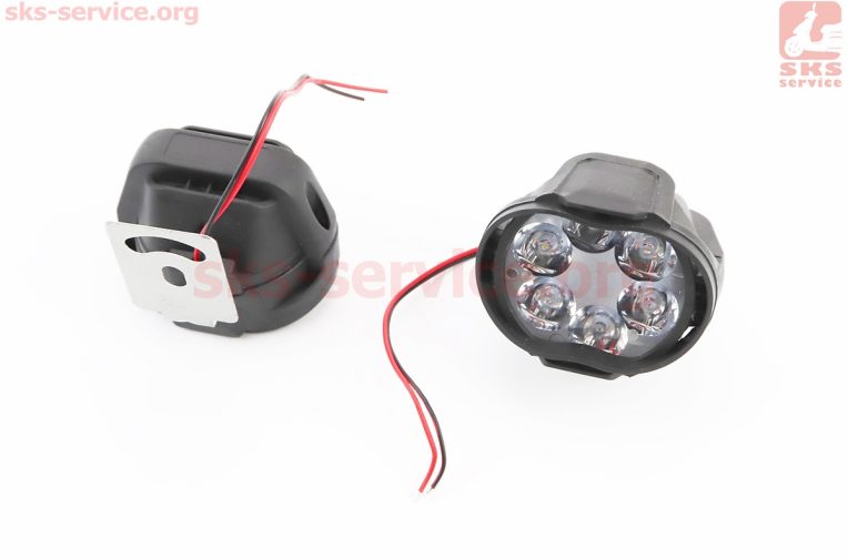 Фара додаткова світлодіодна вологозахисна – 6 LED з кріпленням, к-кт 2шт 64*52мм, тип 2