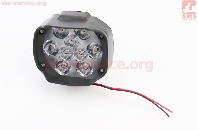 Фара додаткова світлодіодна вологозахисна – 9 LED, (77*64mm) з кріпленням