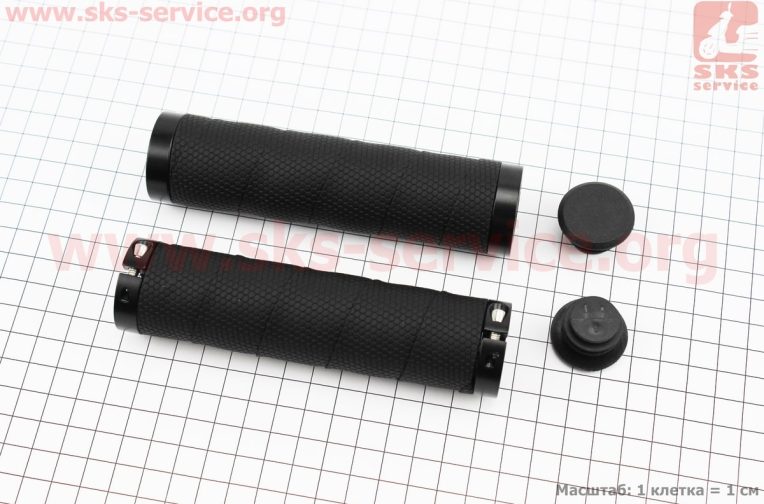 Ручки руля 130мм с зажимом Lock-On с двух сторон, экокожа, чёрные PU-192A