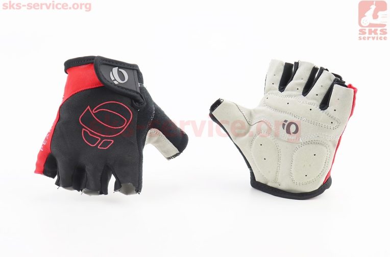 Перчатки без пальців XL з м’якими вставками під долоню, чорно-червоні