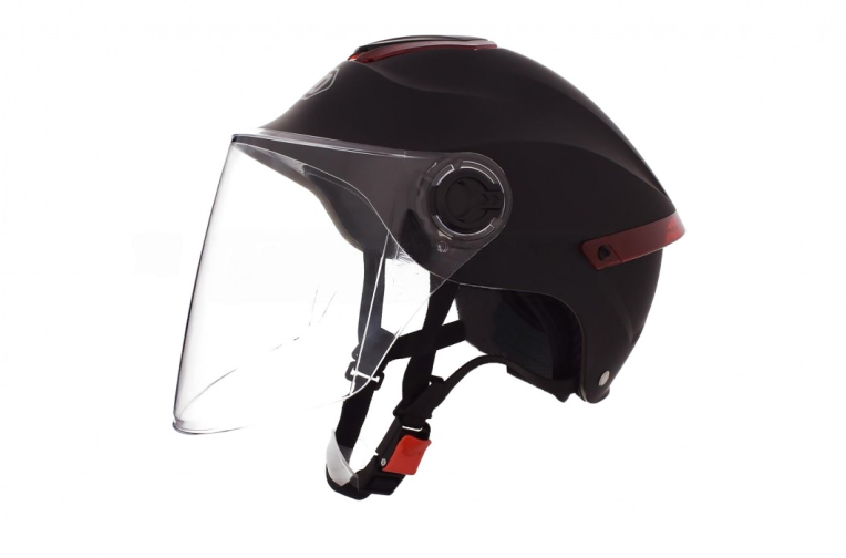 Шлем открытый (мото 50cc/вело/самокат) “DAVID” (#D307, черный матовый, регулятор размера, ABS)
