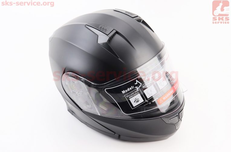 Шлем модуляр, закрытый с откидным подбородком+откидные очки BLD-162 L (59-60см), ЧЁРНЫЙ матовый