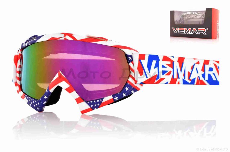 Очки кроссовые  “VEMAR”  #MJ-16/LA055/USA, визор хамелеон