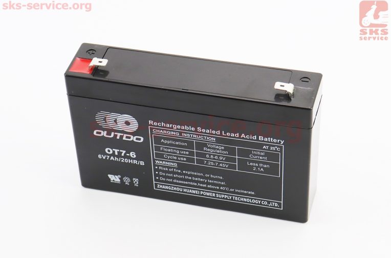 Акумулятор 6V7Ah OT7-6 кислотний (L151*W35*H94mm) для ДБЖ, іграшок та ін.