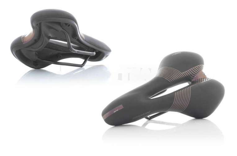 Сідло вело спортивне з вентиляцією, чорно-фіолетове  GEL  “ROADRIDE”  #SD-8067
