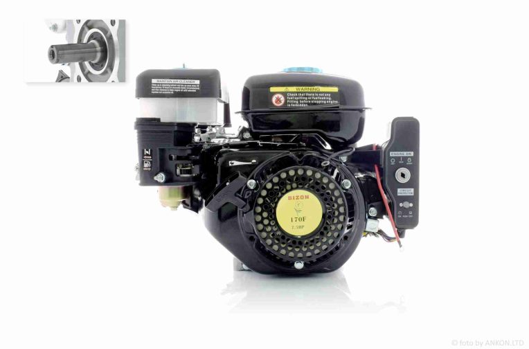 Двигатель м/б 170F (бензиновый 7 л.с., D-20mm, под шпонку +электростартер)  “GX220E”  черный