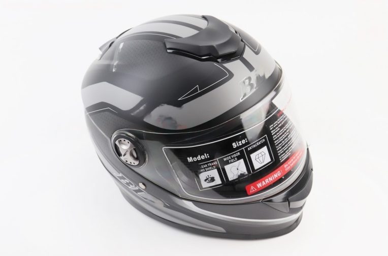 Шлем интеграл, закрытый BLD-М65 S (55-56см), ЧЁРНЫЙ матовый с серым рисунком