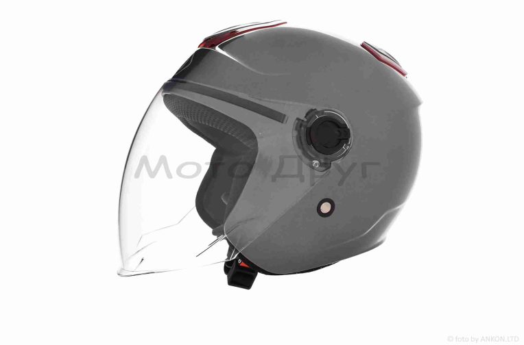 Шлем открытый  “DAVID”  (#D018, серый глянцевый, XL, красный спойлер, ABS)