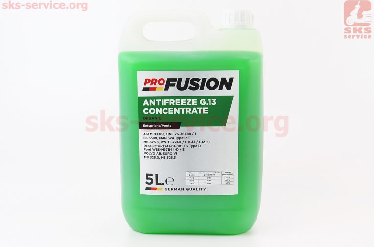 Жидкость охлаждающая концентрат -38°C 1:1 “АНТИФРИЗ G13”, зеленая 5L