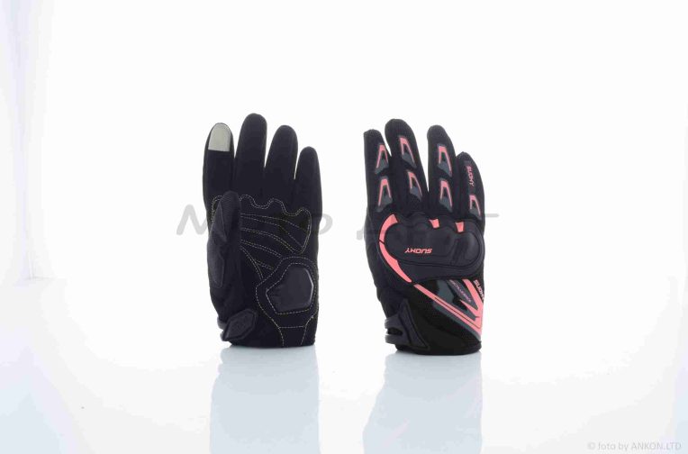 Перчатки мото  “SUOMY”  #SU-11, сенсорный палец, XXL, черно-розовые