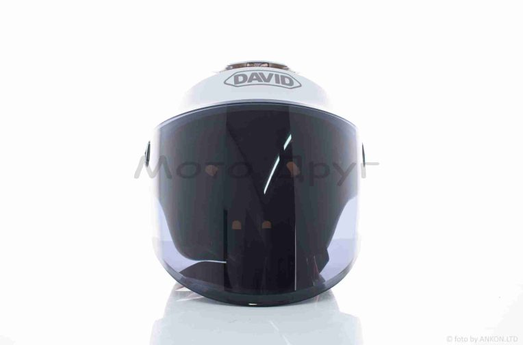 Шолом відкритий (мото 50cc/вело/самокат)  “DAVID”  (#S307, білий глянсовий, регулятор розміру, ABS)