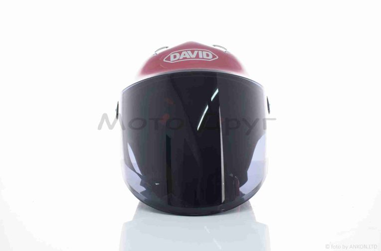 Шолом відкритий (мото 50cc/вело/самокат)  “DAVID”  (#S309, червоний глянсовий, регулятор розміру, окуляри,