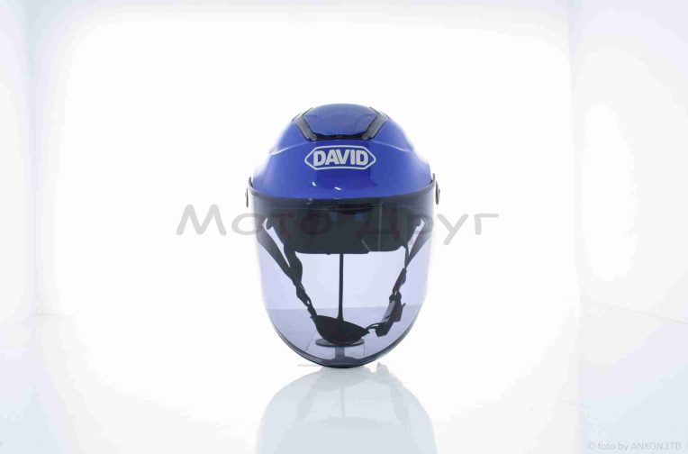 Шлем открытый  “DAVID”  (#S307, синий глянцевый, тонированный визор, регулятор размера) ABS
