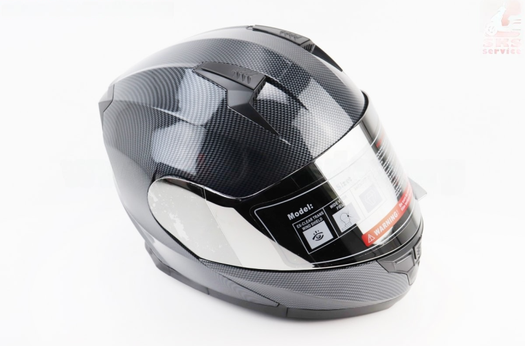 Шлем модуляр, закрытый с откидным подбородком+откидные очки BLD-162 S (55-56см), “КАРБОН” глянец
