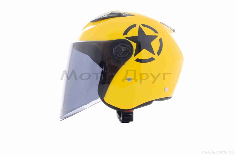 Шлем открытый  “DAVID”  (#D017, желтый, тонированный визор Willys Star, L, ABS)