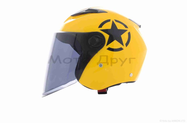 Шлем открытый  “DAVID”  (#D017, желтый, тонированный визор Willys Star, M, ABS)