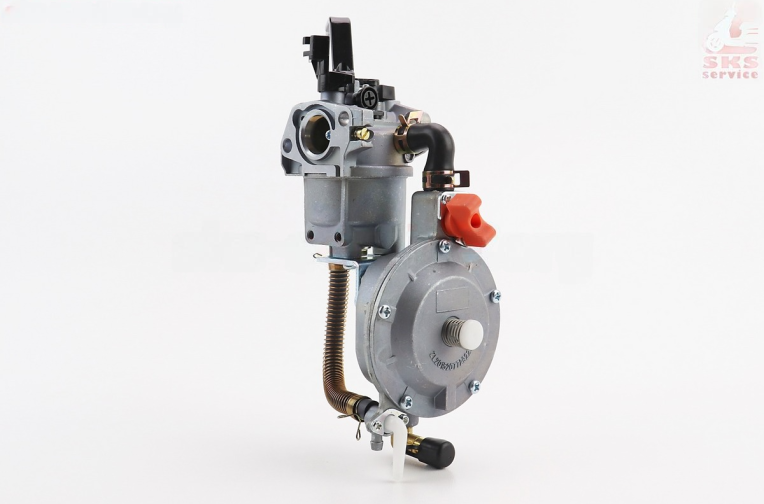 Газовый карбюратор LPG (пропан-бутан) для генераторов 1,6-3кВт (механизм рычажный) с переключателем и краном слива