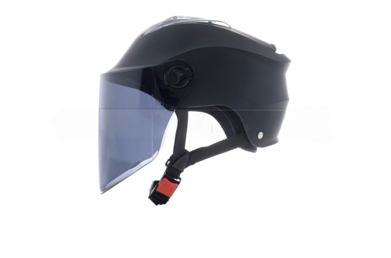 Шлем открытый  “DAVID”  (#S309, черный матовый, тонированный визор, регулятор размера) ABS