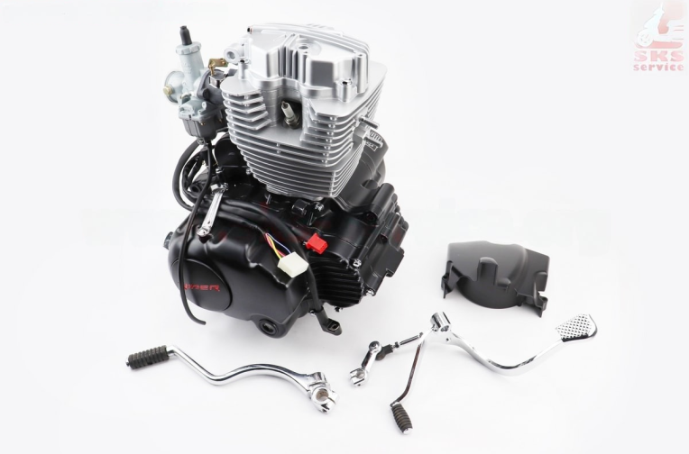 Двигатель мотоциклетный в сборе CGB-200cc (164FMLR) + карбюратор (c балансировочным валом)