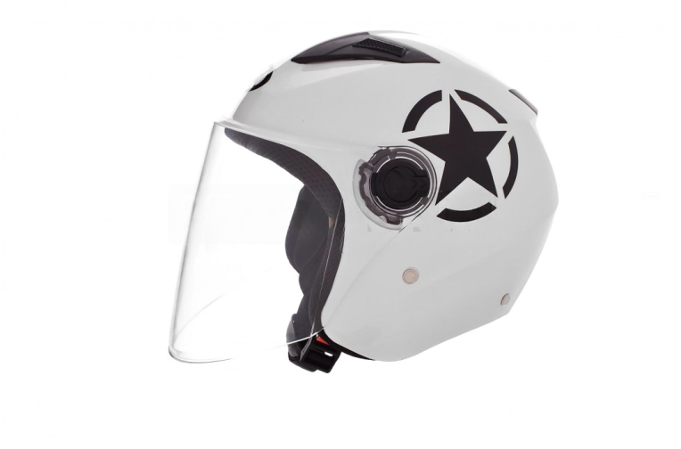 Шлем открытый  “DAVID”  (#D017, белый Willys Star, L, АБС-пластик)