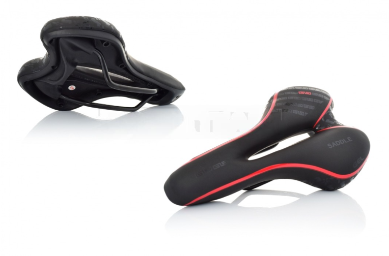 Сідло велосипеда (спортивне з вентиляцією, чорно-червоне) #ZD-022