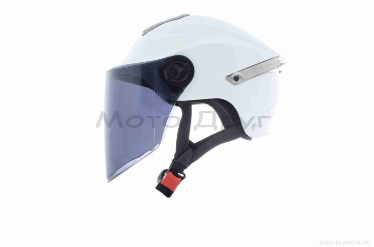 Шлем открытый  “DAVID”  (#S307, белый глянцевый, тонированный визор, регулятор размера) ABS