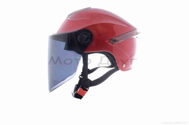 Шлем открытый  “DAVID”  (#S307, красный глянцевый, тонированный визор, регулятор размера) ABS