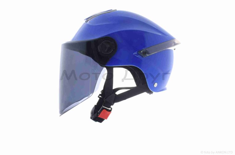 Шлем открытый  “DAVID”  (#S307, синий глянцевый, тонированный визор, регулятор размера) ABS