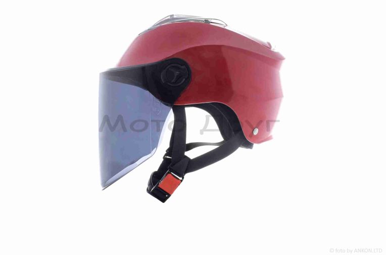 Шлем открытый  “DAVID”  (#S309, красный глянцевый, тонированный визор, регулятор размера) ABS