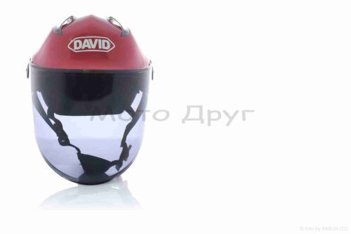 Шлем открытый  "DAVID"  (#S309, красный глянцевый, тонированный визор, регулятор размера) ABS — изображение 2