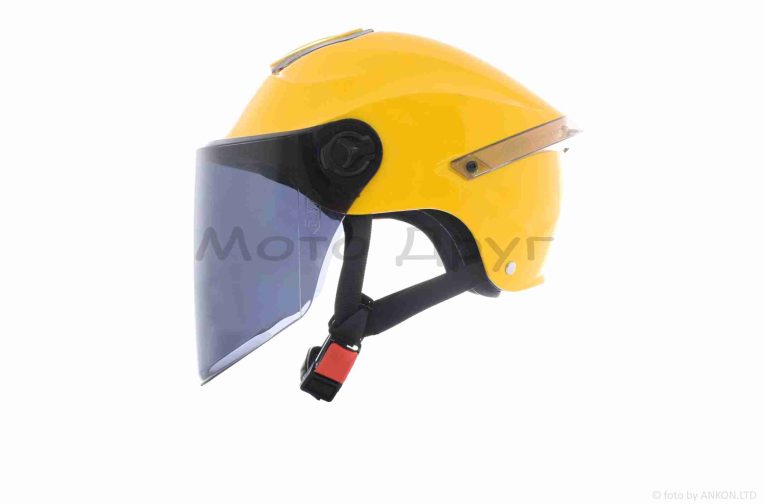 Шлем открытый  “DAVID”  (#S307, желтый глянцевый, тонированный визор, регулятор размера) ABS