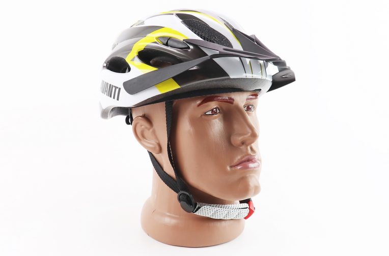 Шлем велосипедный M (54-57 см) съёмный козырёк, 18 вент. отверстий, черно-бело-желтый AVHM-02