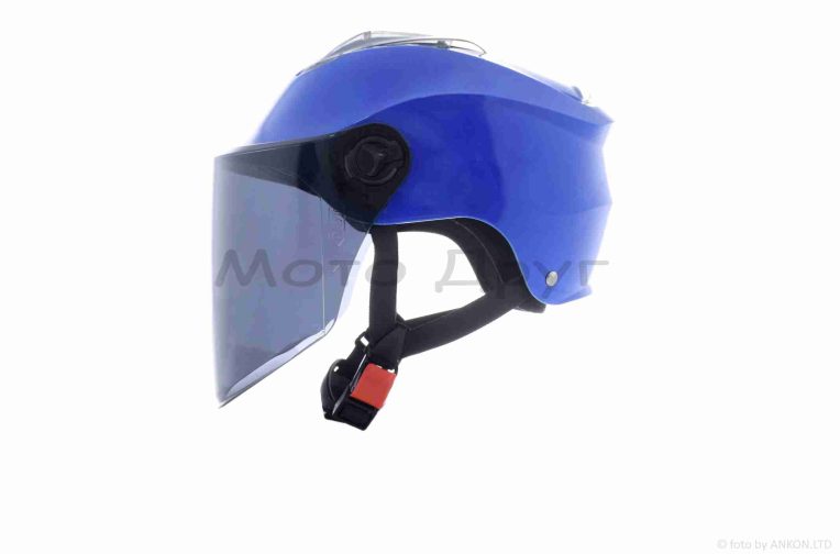 Шлем открытый  “DAVID”  (#S309, синий глянцевый, тонированный визор, регулятор размера) ABS