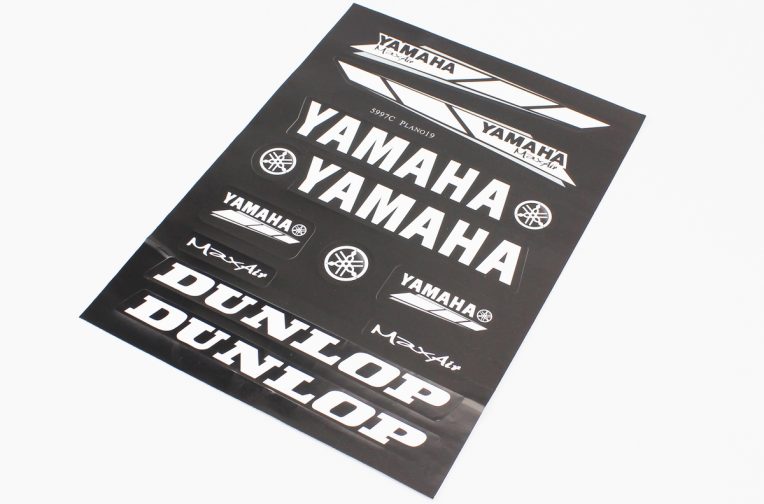 Наклейки на планшеті “Yamaha / Dunlop” чорні набір 11шт 23х32, 5997