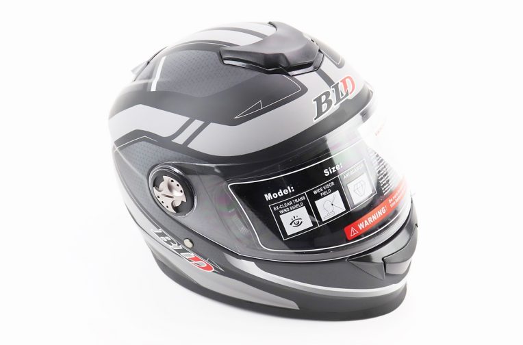 Шлем интеграл, закрытый BLD-М65 L (59-60см), ЧЁРНЫЙ матовый с серым рисунком