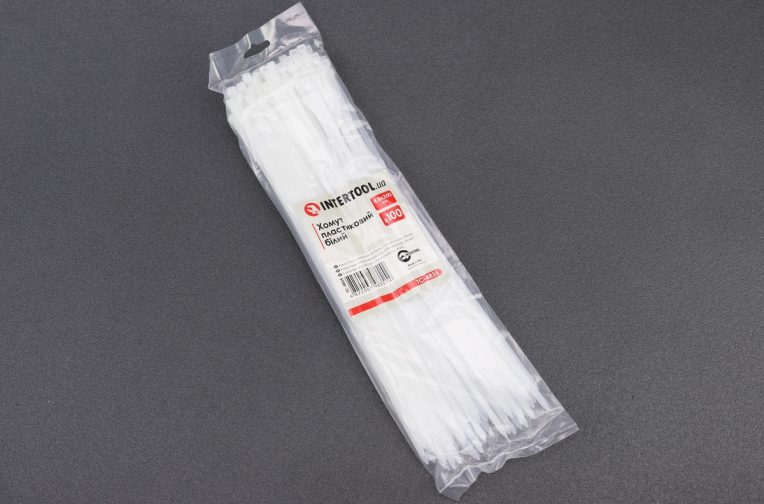 Хомут-стяжка пластикова 4,8×350мм к-кт 100шт, білий TC-4835