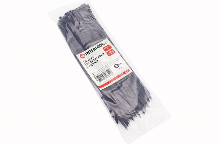 Хомут-стяжка пластиковый 4,8×300мм к-кт 100шт, черный TC-4831
