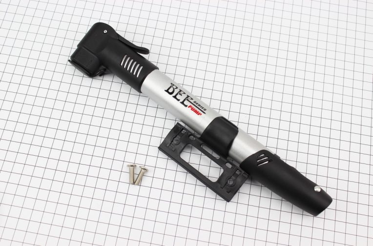 Насос пластмасовий з Т-ручкою, окремо під штуцера Schrader&Presta, чорно-сірий HP-13