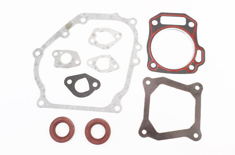 Прокладки двигателя 168F-68mm, к-кт 7 деталей, (паронит, красная нить), Тип 2 + сальники 25×41,25×6 коленвала 2шт