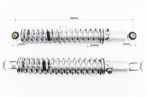 Амортизатор задний Минск 340mm*d50mm (втулка 12mm/втулка 12mm) регул., хром к-кт 2шт — изображение 2